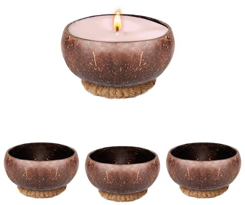 4 pièces Bol à pâte en Bois pour Bougie Bol Rustique Vintage Bols pour Bougie Décoration de Ferme Rustique pour Maison, Ferme, décoration de Table 9 à 11 cm