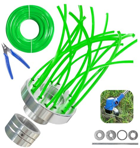Unkrautbürste für Freischneider & Motorsense, Rasentrimmer Unkrautbürste, Wildkrautbürste mit Trimmerfaden 30m und Adapter & Werkzeug, für Stihl Motorsense universal Unkraut Bürste Aluminium