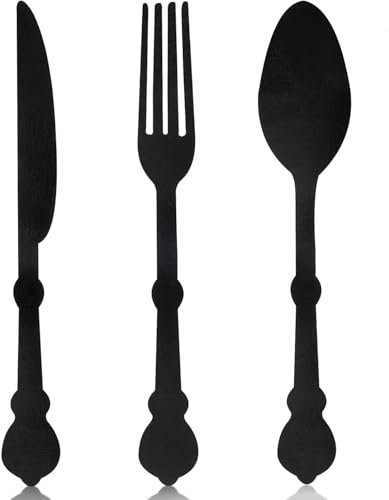 Ltstor 3 Piece Wooden Wall Decor Wooden Knives Forks Spoons Farmhouse Wall Signs Rural Home Kitchen Utensils Wall Art Decoration