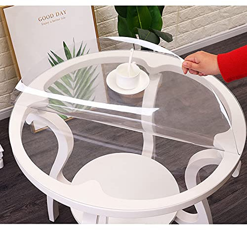 Nappe de table ronde en verre souple transparent de 2 mm d'épaisseur - Facile à nettoyer - 150 cm