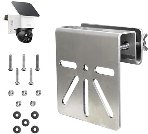 Luckwaii Dachrinnenhalterung aus Edelstahl für Eufy Security SoloCam S340, Dachrinnenhalter Keine Bohr Installation mit Anti Rost Schrauben, Kamera Halterung für überwachungskamera Regenrinnen(Silber)