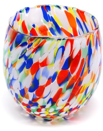 Murrina Murano Venezia – Set 6 Bicchieri Vetro di Murano Celeste Avventurina, Decorati a Mano – 9x8,5 cm – Artigianato Italiano di Lusso
