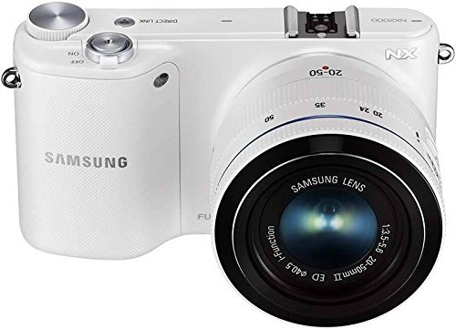 Samsung NX2000 Compact System Camera 20.3MP with 3.7-Inch TFT LCD, with 20-50mm Lens White (Renewed)