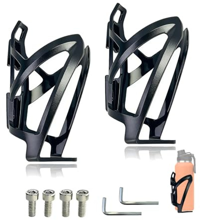 SEYUGOPTI 2 Pack Lightweight PC Bike Water Bottle Cage Black | Includes Mounting Screws & Wrench, Secure Anti-Slip Hold, Fits Standard Drink Bottles, Quick Hassle Installation