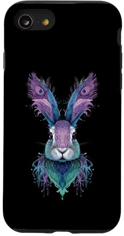 Gefederter Hasenkopf Karotten Mystisches Fell Ostern Hülle für iPhone SE (2020) / 7/8