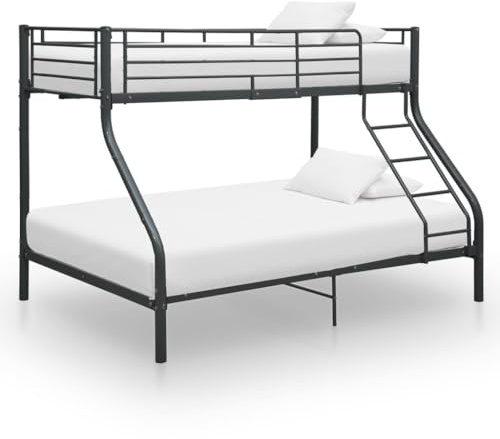 Emmtore Etagenbett Kinderbett Hochbett Metallbett Bett Stockbett Bettgestell Doppelstockbett Schlafzimmer Kinderzimmer Schwarz Metall Schwarz,140x200 cm+90x200 cm