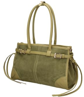 Gave Lux GLX228103723FBG Damen-Schultertasche aus echtem Leder, hergestellt in Italien, 31,5 x 20 x 14 cm, dunkelgrün, Einheitsgröße