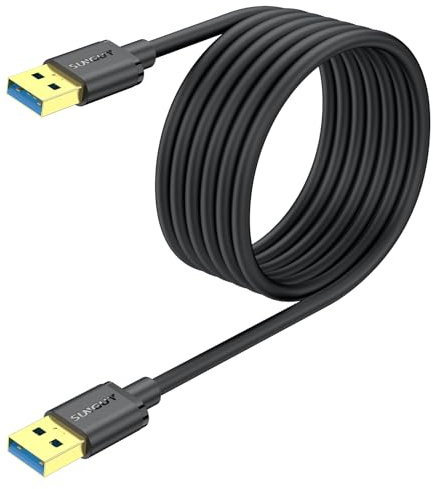 SUNGUY USB to USB Cable 3m, USB 3.0 Type A Male to Type A Male Cable Data Transfer up to 5Gbps Compatible with Printers, Modems, Hard Drives, Monitor, Camera, Wacom, DVD, Hub