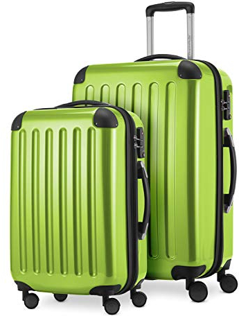 HAUPTSTADTKOFFER® · 2er Hartschalen Kofferset · Handgepäck 45 Liter + Koffer 87 Liter · TSA (apfelgrün)