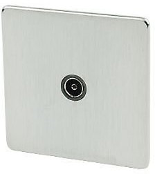 Crabtree 7765/SC Platinum Screwless Low Profile TV Aerial Coaxial Socket 1 Gang - Satin Chrome