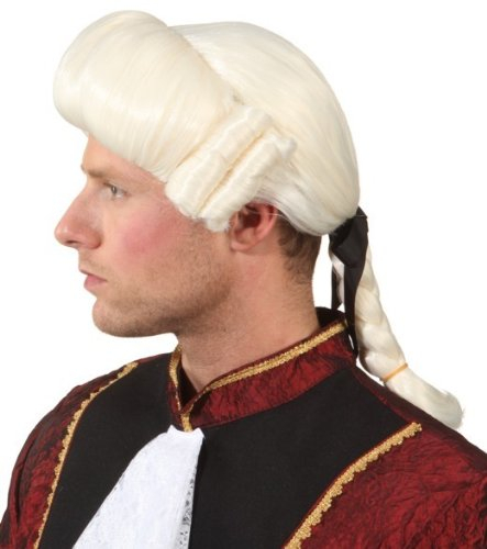 Herren-Perücke 'Rokoko-Herr', weiß, mit Zopf