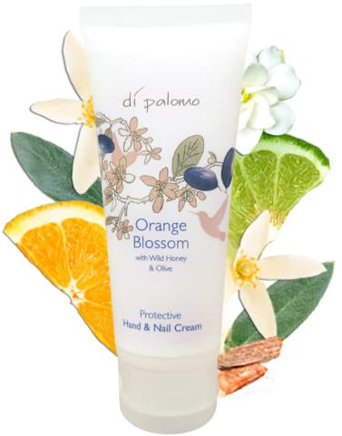 Di Palomo Orange Blossom & Honey Hand & Nail Cream 75ml. Hand Moisturiser & Cuticle Cream. Hand Cream for Very Dry Hands. Ladies & Mens Hand Cream. Hand & Nail Care Moisturiser with Skin Care.