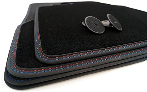 Fußmatten für X5 F15 MX5 Velours Premium Automatten Doppelnaht Rot/Blau Edition 4-teilig