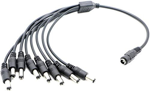 Pasow DC Power Y Splitter Cable 5.5x2.1mm Female 1 to 8 Male Plug for CCTV Camera (1 to 8)