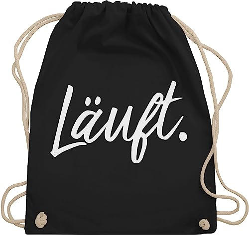 Turnbeutel Rucksack - Sprüche - Läuft - Statement - Unisize - Schwarz - lustige mit aufschrift typo beutel taschen statements laeuft stoffrucksack festival sprüchen läuft. stoffbeutel spruch