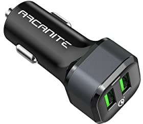 ARCANITE - Cargador Premium USB de Coche, Doble Puerto de Carga Rápida QC3.0, 6A 36W