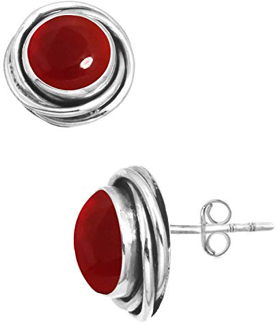 Jeweloporium Rot Granat Quarz 925 Sterling Silber Ohrring für Frauen Edelstein viktorianisch Sílbern Ohrstecker Hochzeit Geschenk Handgefertigt Schmuck