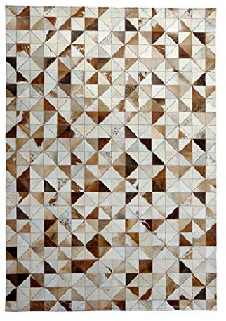 MYBA Teppich Hochwertige Vorleger Kuhfell Patchwork Teppich aus Leder Geometrische Teppiche Wohnzimmer Flur Teppich Nachtdecke Teppich Wohnzimmer (Color : Brown, Größe : 160 * 230cm)