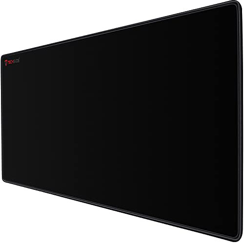 TechSide Alfombrilla negra profesional XXL Mousepad | Superficie micro-trama | resistente al agua con base de silicona | antideslizante | para ordenador PC portátil | (900 x 400 x 5 mm)