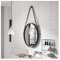 Miroir mural avec corde de chanvre Hainging, maquillage mural Miroir salle de bain rond grand miroir - cadre en métal noir (Size : 50cm)