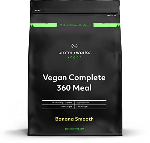 Protein Works - Vegan Complete 360 Meal, Award-Winning Meal Replacement, Tri-Protein Blend, Premium Plant-Based Ingredients, Essential Vitamins & Minerals, Banana Smooth, 5 Meals, 500g