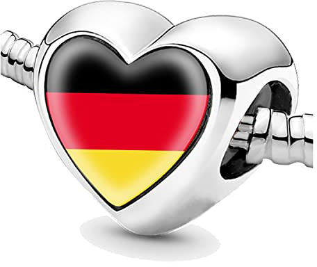 Beads for Bracelets Germany Flag Silver Charms for Women Charm Bead Jewellery Gifts Ideas Gift for Girls, No, No Gemstone