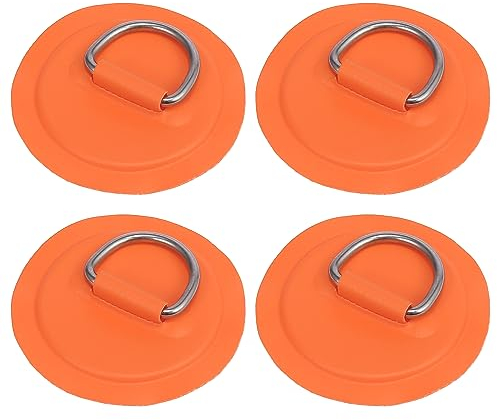 X AUTOHAUX 4 Stück D Ring Patch PVC Edelstahl Runde Form für Kajak Orange