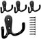 Yesmin 4 Pcs Double Prong Robe Hooks, Dual Coat Hooks Wall Mounted Hanging Clothes for Bathroom Bedroom Door Wall Retro Metal Cloth Hanger Double Coat Hooks with 8 Screws (Black)