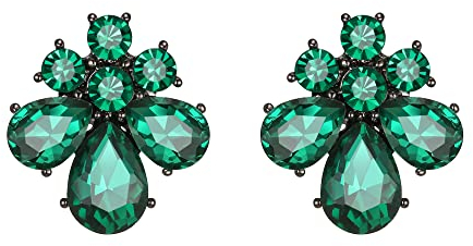 EVER FAITH Blumen Ohrstecker für Damen Mädchen Strass Kristall Hochzeits Braut Tropfen Ohrringe Grün