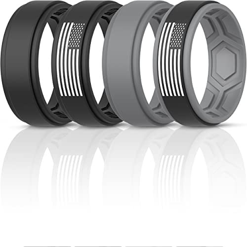ThunderFit Silikon-Eheringe für Herren, atmungsaktives Luftstrom-Muster, 9 mm breit, 2 mm dick, 13.5 - 14 (22.69mm), Silikon, Kein Edelstein