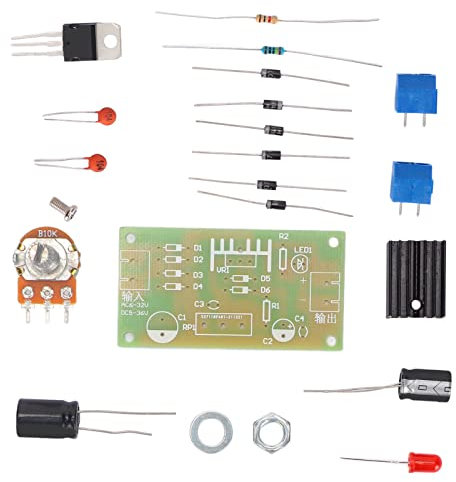 LM317 Kit Fuente Alimentación Regulada Ajustable DIY Tablero ABS Entrada AC DC Protección Rectificador Voltaje Variable para Laboratorio
