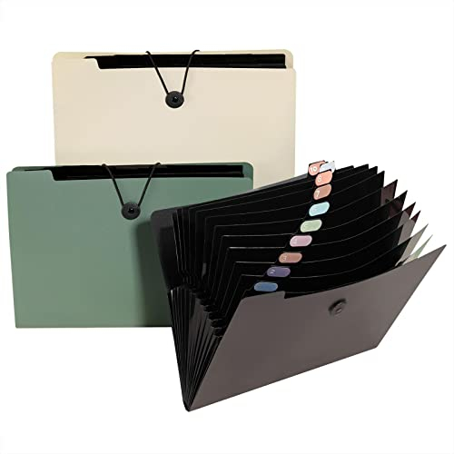 URbantin Dokumentenmappe A4,3 Pcs Fächermappe Mit Druckknopf,13 Fächer Unterlage-Ordner,Erweiterbar Ordnungsmappe Mappe,Tragbar Sortiermappe für Büro,Geschäftsreise,Schule und Zuhause