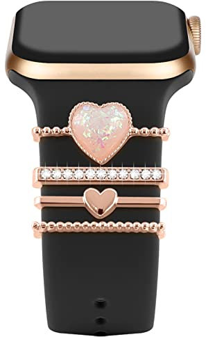 Bling Anelli Decorativi Loop per Cinturini Apple Watch 38mm 40mm 41mm 42mm 44mm 45mm 49mm, Ciondoli in Metallo Cinturini per Accessori per iWatch 8 7 6 5 4 3 2 1 SE Ultra, (Tipo) Oro Rosa