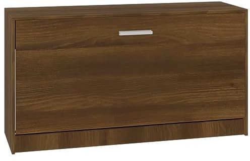 vidaXL Banco Zapatero Madera contrachapada marrón Roble 80x24x45 cm
