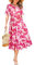 STYLEWORD Women Summer Dress Floral Short Sleeve Ladies Casual Swing Midi Dress with Pockets(Floral13,XX-Large)