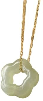 OLGER Chakra Halskette Echte Steine, Blume Anhänger Halskette Grüner Kristall Anhänger Vintage Halskette Gold Polierte Kette Freundschaftsketten Erstellt Jade Amulett Schmuck Für Frauen Männer Mädch