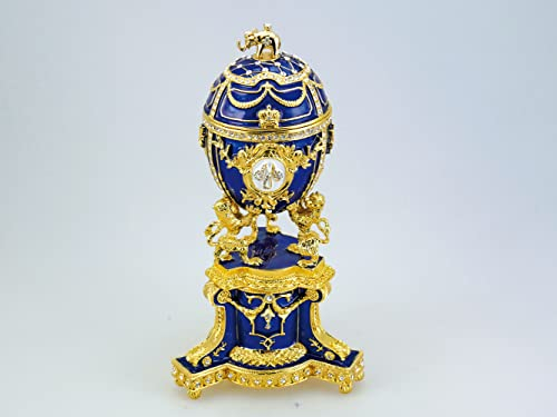 Musicboxworld MMM GmbH, 23897 Spieluhr - blaues Schmuckei im Fabergé-Stil, hergestellt aus emailliertem Metall