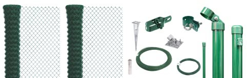 Alberts 633134 Maschendrahtzaun als Zaun-Komplettset, mit Einschlagbodenhülse | verschiedene Längen und Höhen | grün | Höhe 80 cm | Länge 40 m
