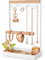 PAMANO Jewelry Organizer Necklace Stand, 3-Tier Jewelry Stand Wooden Ring Earring Tray, 12 Hooks Bracelet Hanging Display Rack for Earrings Rings Watches Storage