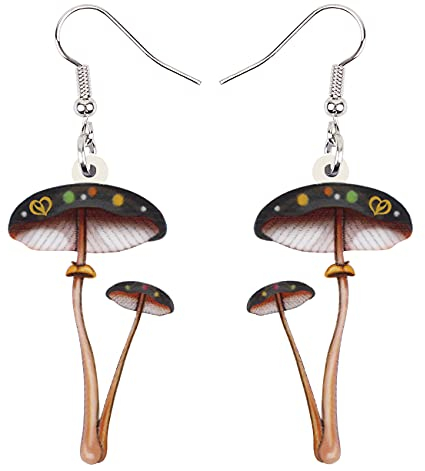 BAMAY Acryl Anime Pilz Ohrringe baumeln Schmuck Erklärung Ohrringe für Frauen Mädchen Geschenke Pflanze Blumen Ohrringe (Schwarz 3739)