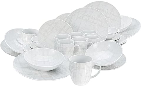 CreaTable, 25798, Serie Shabby Chic, 32-teiliges Geschirrset, Kombiservice aus Porzellan, spülmaschinen- und mikrowellengeeignet, Made in Europe