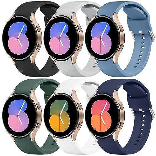 Wanme 6 Stück Armband für Samsung Galaxy Watch 7/6/5/Watch 4 Armband, Silikon Ersatzarmband für Samsung Watch 6/4 Classic/5 Pro/FE für Damen und Herren