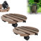 XMTECH 2x WPC-Pflanzenroller Witterungsbestaendig 100 kg Tragkraft, Pflanzenroller & Blumenroller ø30cm für Außenbereich + Innenbereich, Rollbrett Pflanzen, Untersetzer mit Rollen, Rund, Braun