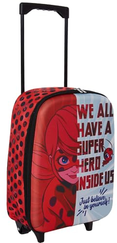 Miraculous Ladybug Handgepäck mit Rollen für Mädchen, 45,7 cm, Superhelden-Ladybug wandelbare Reisetasche mit Seitengriff, Rot, M, Marienkäfer, rot, M, Marienkäfer