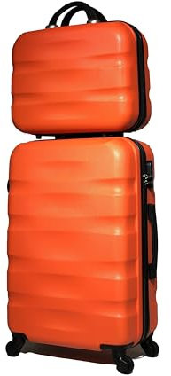 CELIMS - Set Valise Moyenne 65cm 20kg avec Vanity/Trousse de Toilette | Valise Moyenne Taille avec Vanity | Valise Soute | Orange