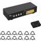 CKLau Quad Monitor Displayport KVM Switch MST, 2 DP in 4 DP Out, 4K60Hz 2K@144Hz 2 Computers 4 Monitors Switcher with Cables, Audio, Microphone and USB 3.0 Hub Supports Hot Key Switching