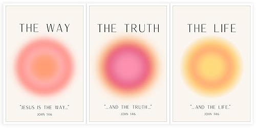 JCFOAS Jesus-Poster-Set, Jesus Is The Way and The Truth and The Life Bibelvers Leinwand Wandkunst Religiöse Christliche Minimalistische Drucke Inspirierende Dekoration für Schlafzimmer Zimmer 61 x
