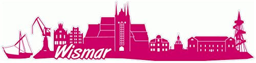 Samunshi® Wismar Skyline Aufkleber Sticker Autoaufkleber City Gedruckt - 100x24cm pink