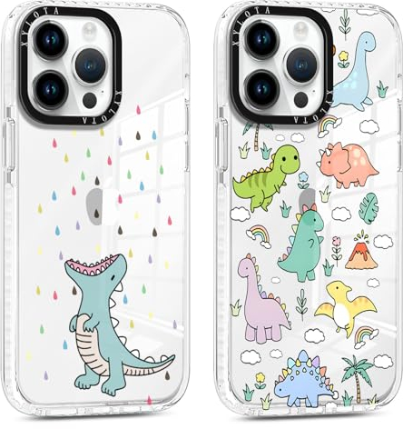 Xylota 2 Stück Handyhülle für iPhone 11 Pro 5,8 Hülle, Transparent Niedlich Case mit Dinosaurier Muster, Ultra Dünn TPU Bumper Weich Silikon Stoßfeste Kratzfest Schutzhülle Cover für iPhone 11 Pro
