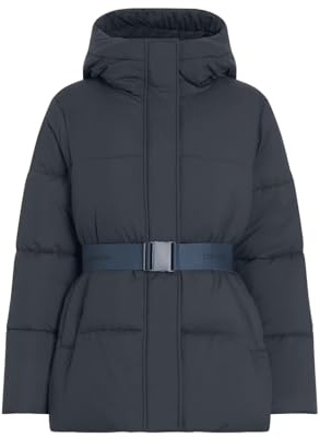 Calvin Klein Damen Pufferjacke Logo Belt Short Puffer mit Gürtel, Blau (Ink), M